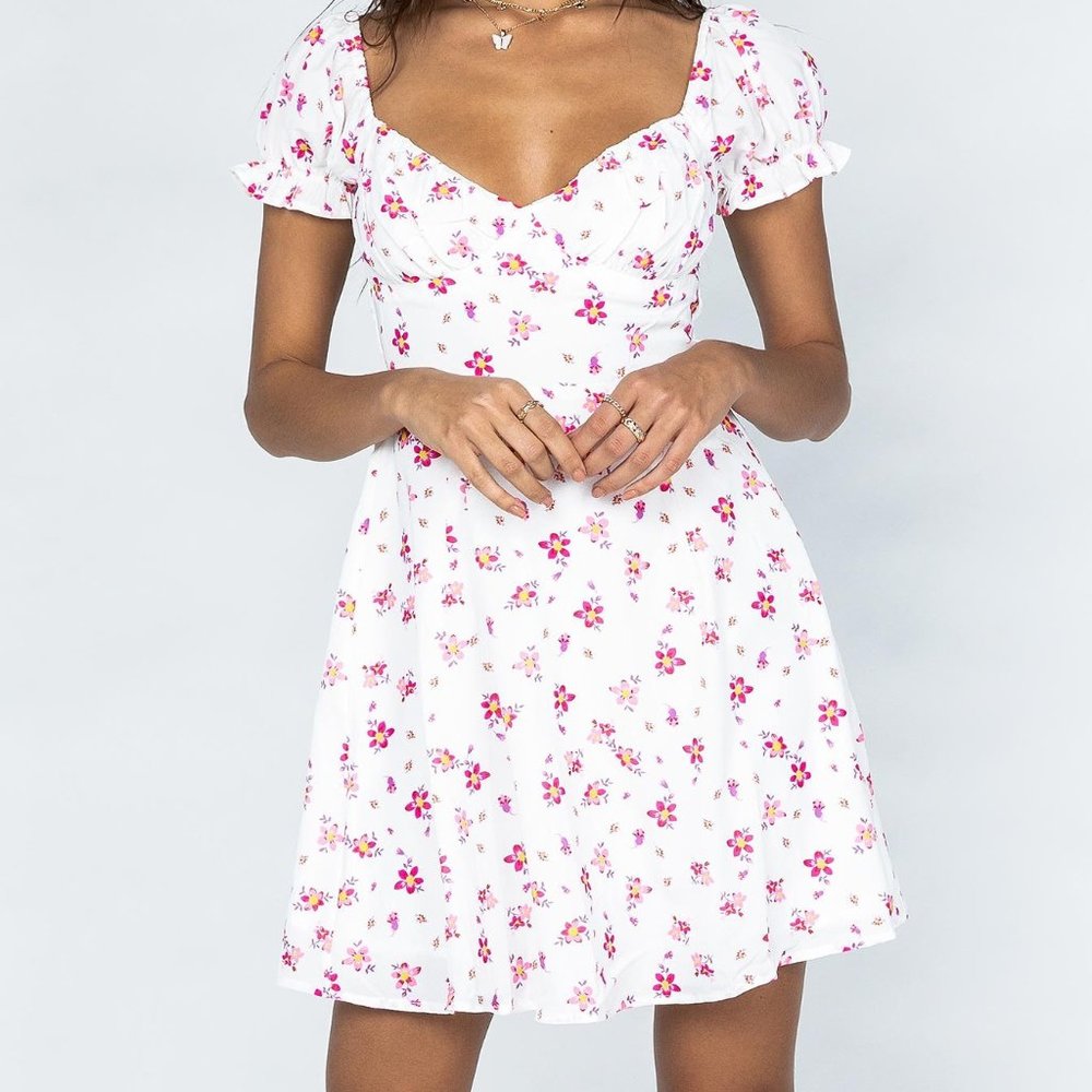 princess polly ruth white floral sundress/mini dress